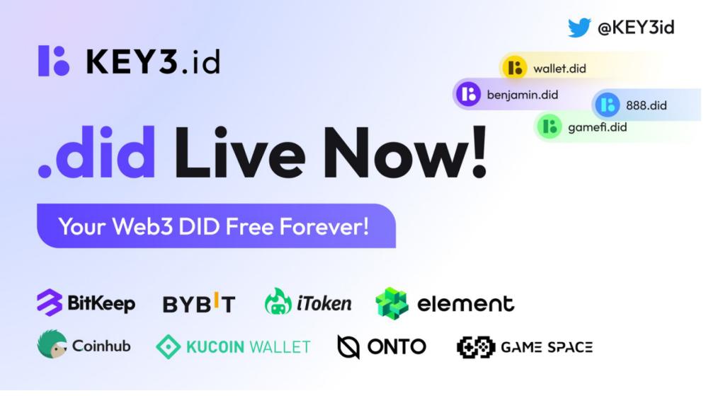 DID 應用 KEY3.id 今日上線，並與 BitKeep 等8家機構達成合作