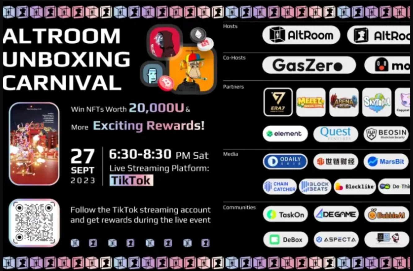 AltRoom 將聯手 GasZero 和 MoleDAO 社區在 TikTok 上舉辦大型直播 NFT 開盲盒活動