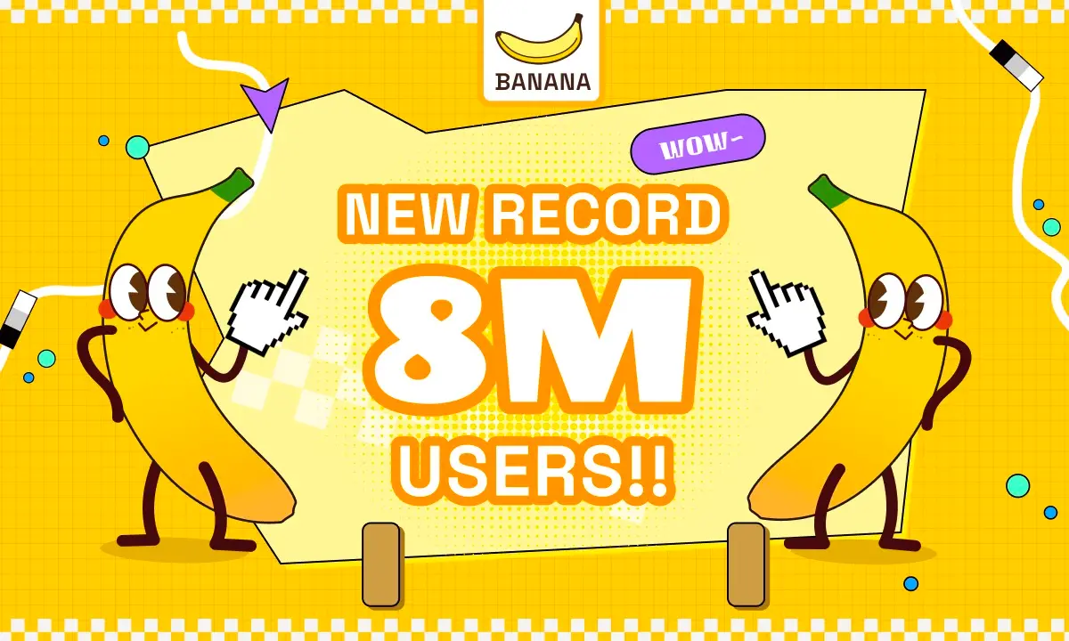 TON casual game BANANA breaks records with 8 million users in four weeks since launch.