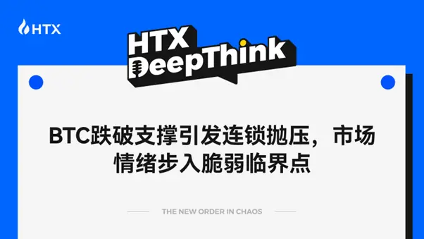 HTX DeepThink: BTC breaks support triggering chain selling pressure, market sentiment enters a fragile critical point